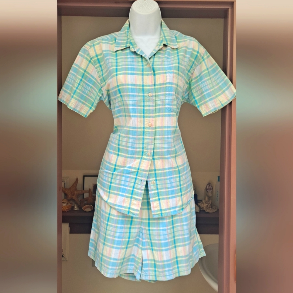 COTTAGE ESSENTIALS Shorts Suit Coordinated Shorts & Top Plaid Bermuda Shorts